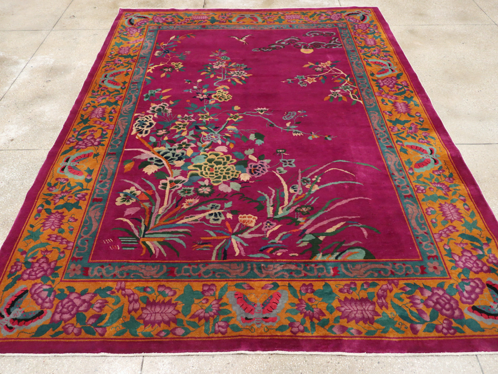 Vintage Chinese Nickles Pictorial Room Size Carpet, No.31805 - Staging