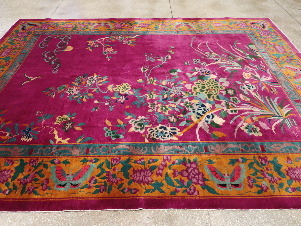 Vintage Chinese Nickles Pictorial Room Size Carpet, No.31805 - Staging