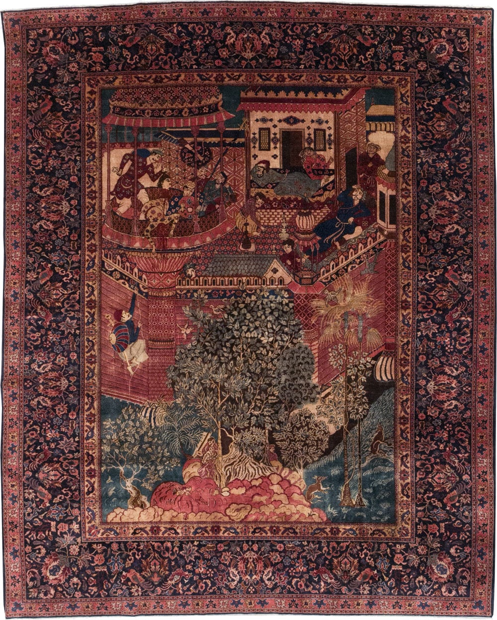 Antique Indian Pictorial Room Size Carpet, No.31820 - Staging