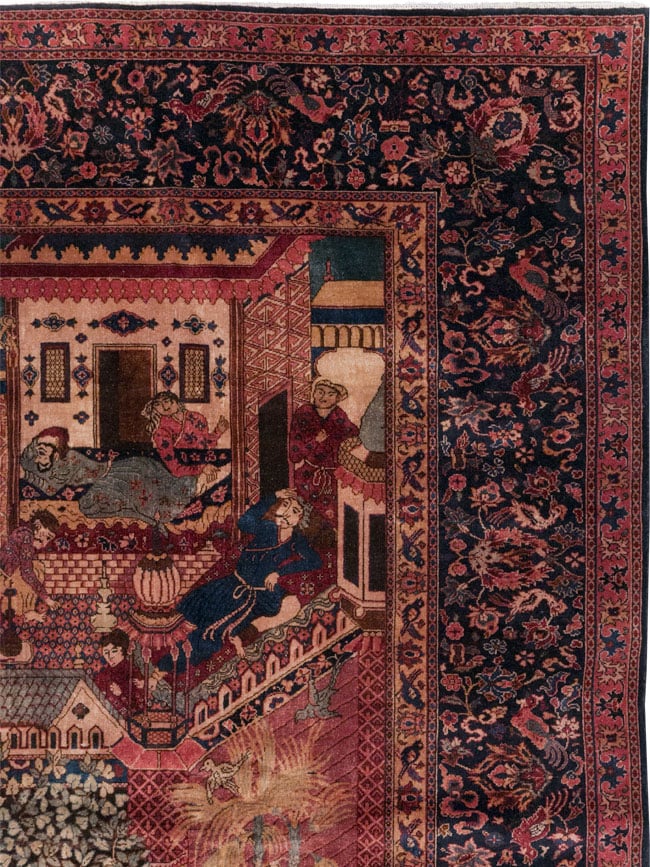 Antique Indian Pictorial Room Size Carpet, No.31820 - Staging