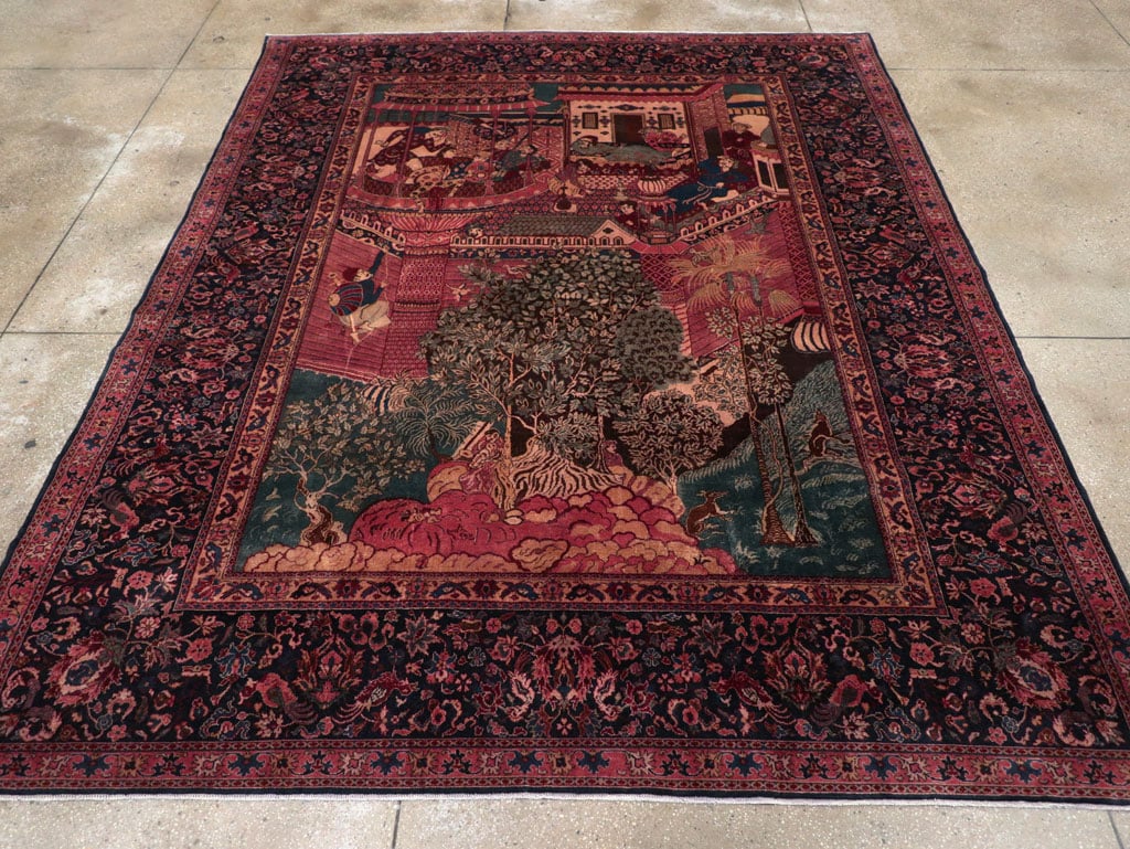 Antique Indian Pictorial Room Size Carpet, No.31820 - Staging