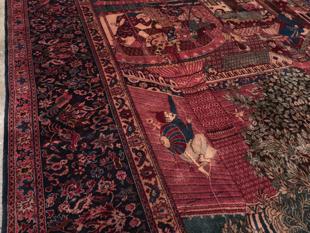 Antique Indian Pictorial Room Size Carpet, No.31820 - Staging