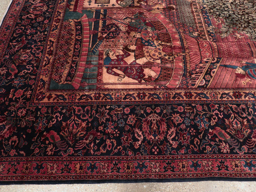 Antique Indian Pictorial Room Size Carpet, No.31820 - Staging