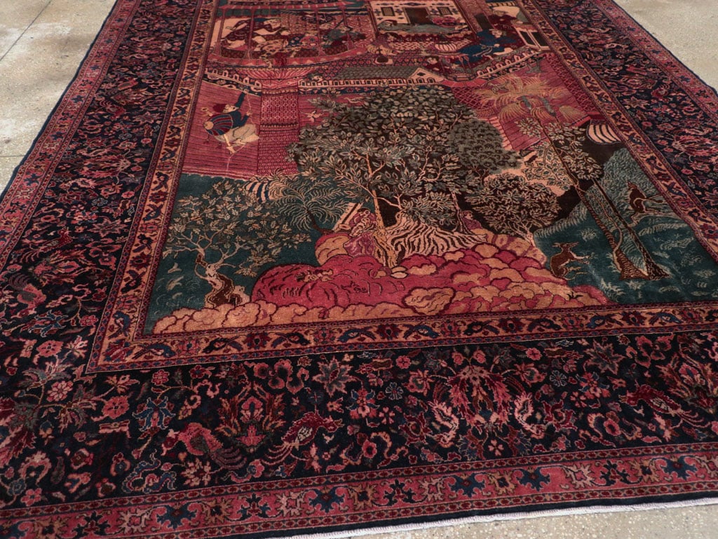 Antique Indian Pictorial Room Size Carpet, No.31820 - Staging