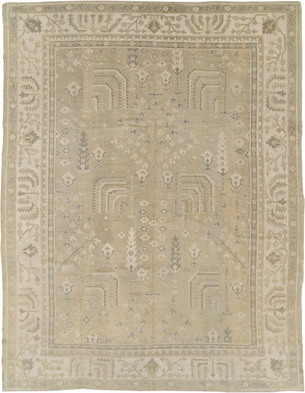 Antique Turkish Oushak Room Size Carpet, No.31826 - Staging