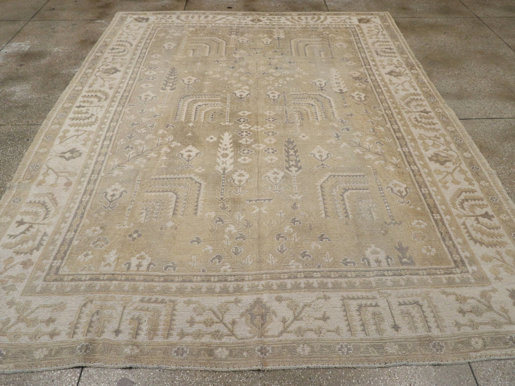 Antique Turkish Oushak Room Size Carpet, No.31826 - Staging