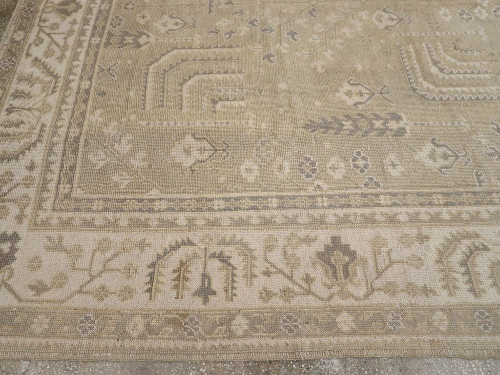 Antique Turkish Oushak Room Size Carpet, No.31826 - Staging