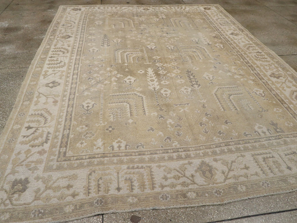 Antique Turkish Oushak Room Size Carpet, No.31826 - Staging