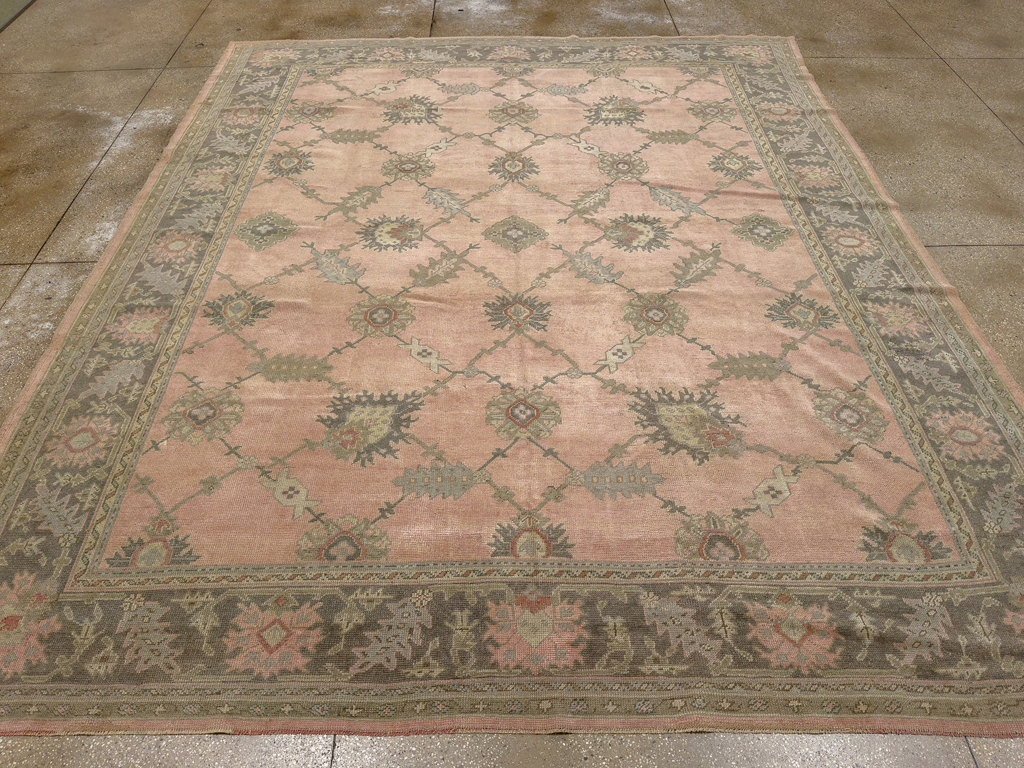 Antique Turkish Oushak Room Size Carpet, No.31829 - Staging