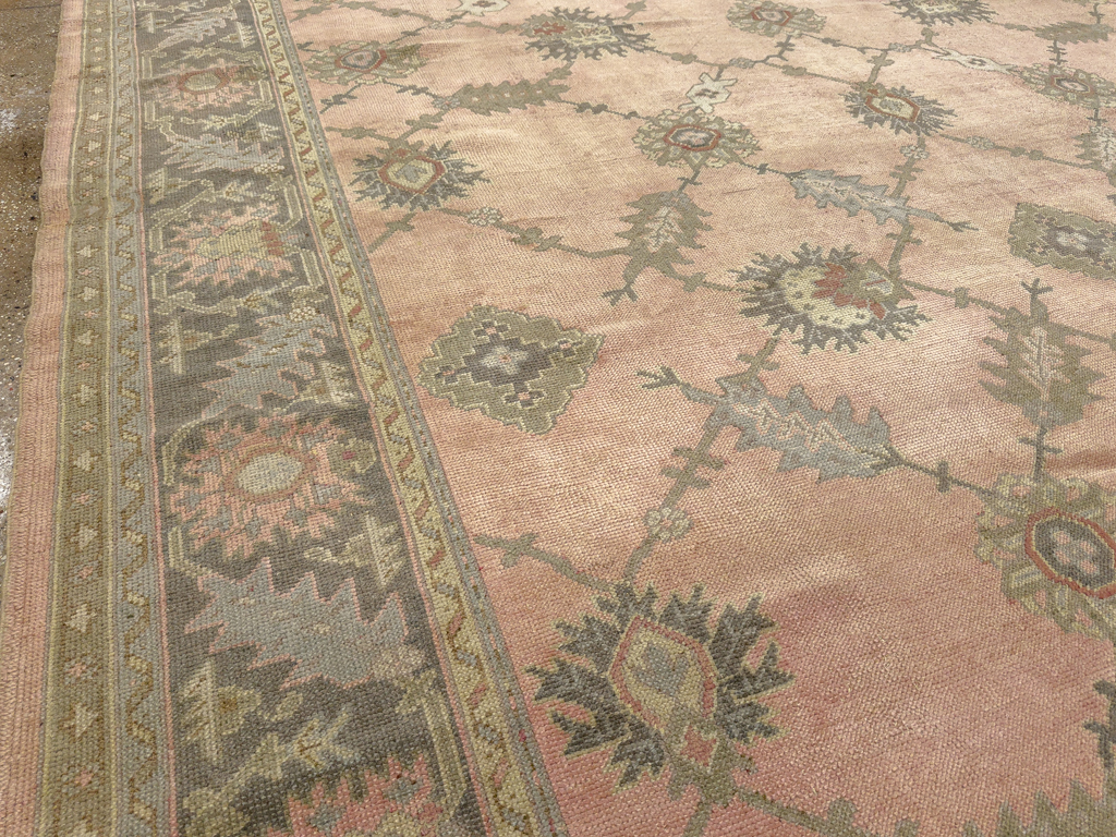 Antique Turkish Oushak Room Size Carpet, No.31829 - Staging