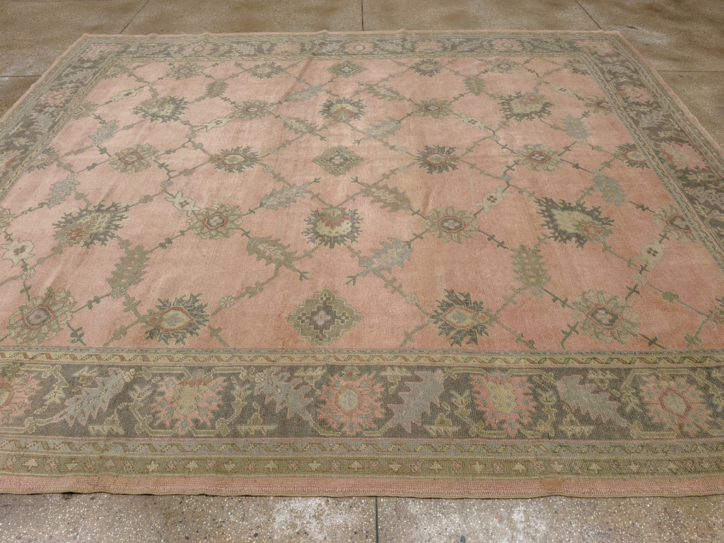 Antique Turkish Oushak Room Size Carpet, No.31829 - Staging