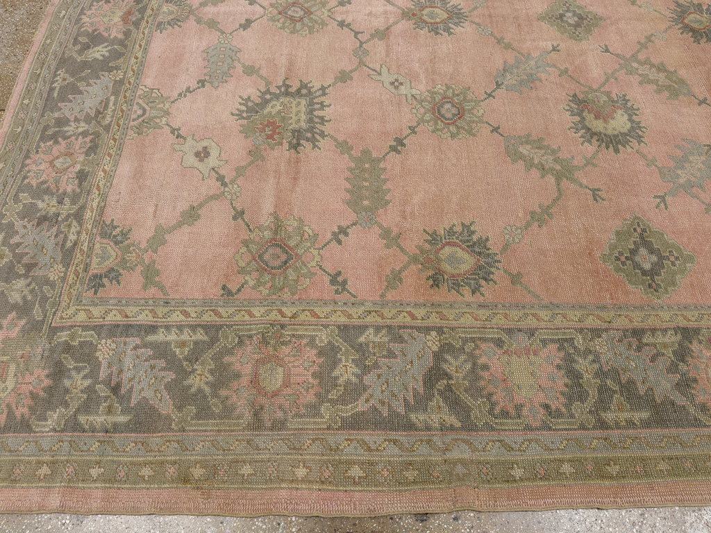 Antique Turkish Oushak Room Size Carpet, No.31829 - Staging