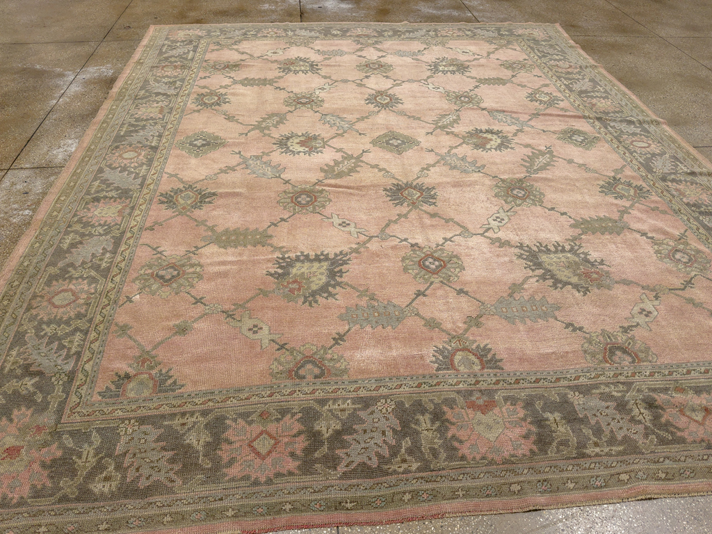 Antique Turkish Oushak Room Size Carpet, No.31829 - Staging