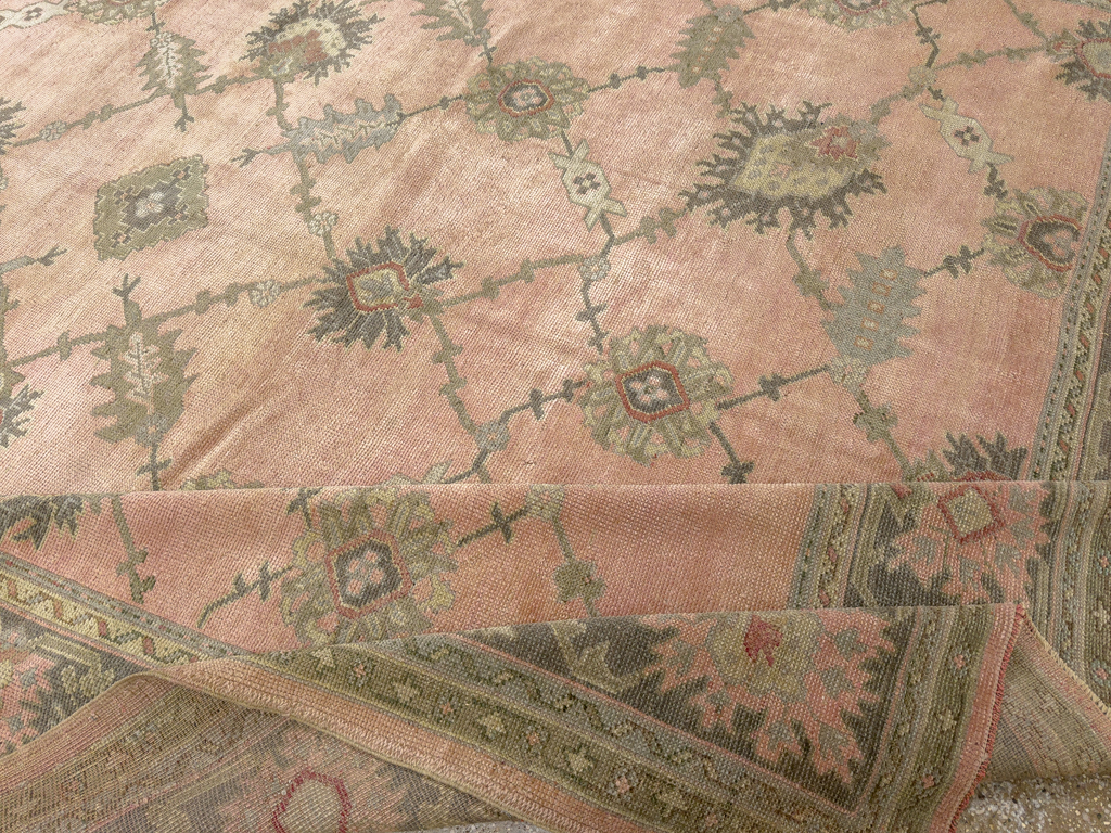 Antique Turkish Oushak Room Size Carpet, No.31829 - Staging