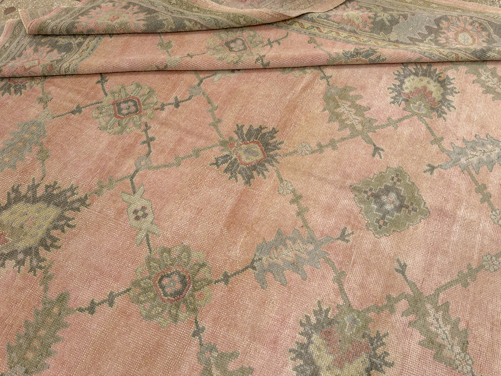 Antique Turkish Oushak Room Size Carpet, No.31829 - Staging