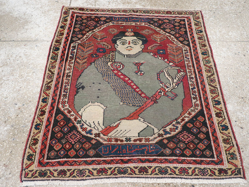 Antique Persian Pictorial Malayer Rug, No.31833 - Staging