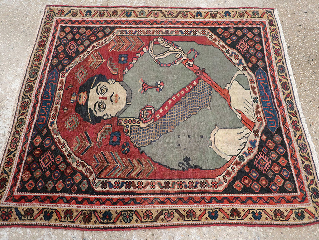 Antique Persian Pictorial Malayer Rug, No.31833 - Staging