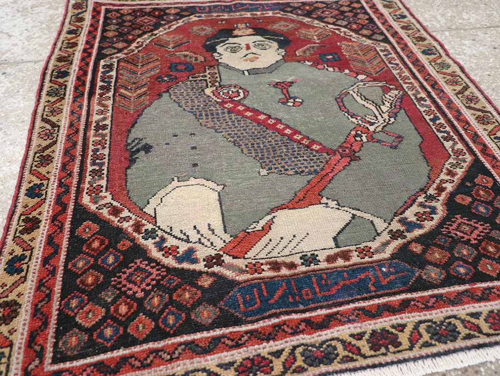 Antique Persian Pictorial Malayer Rug, No.31833 - Staging