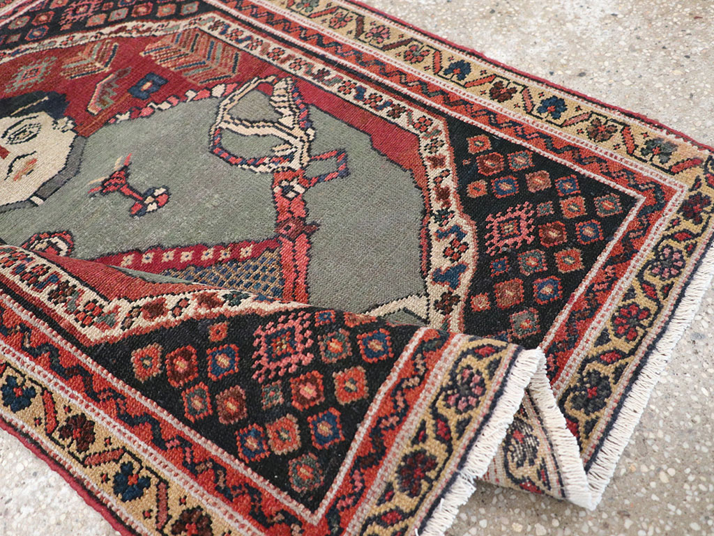 Antique Persian Pictorial Malayer Rug, No.31833 - Staging