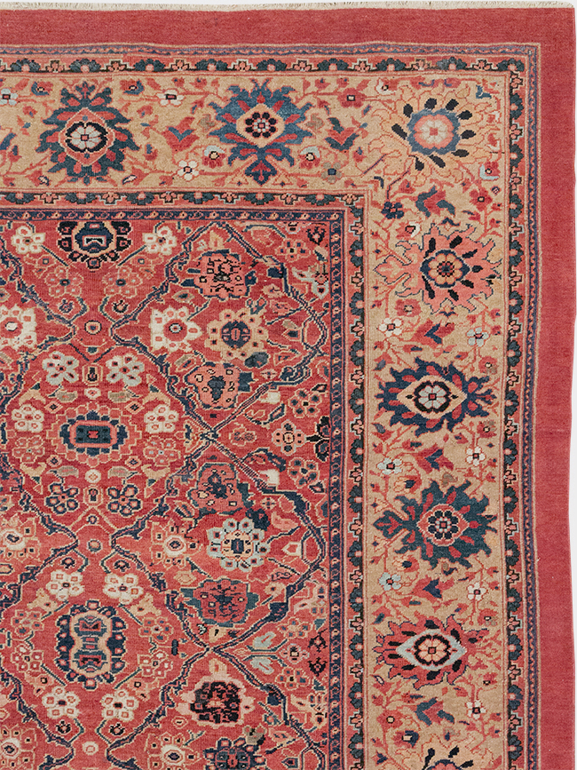 Antique Persian Mahal Square Room Size Carpet, No.31836 - Staging