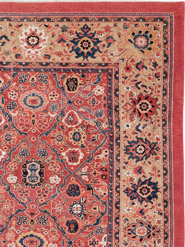 Antique Persian Mahal Square Room Size Carpet, No.31836 - Staging