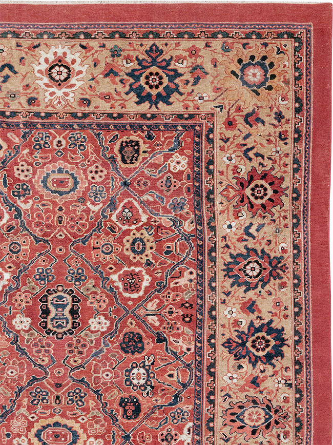 Antique Persian Mahal Square Room Size Carpet, No.31836 - Staging