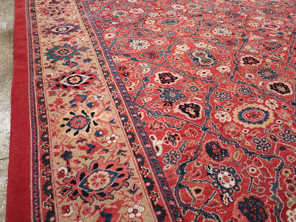 Antique Persian Mahal Square Room Size Carpet, No.31836 - Staging