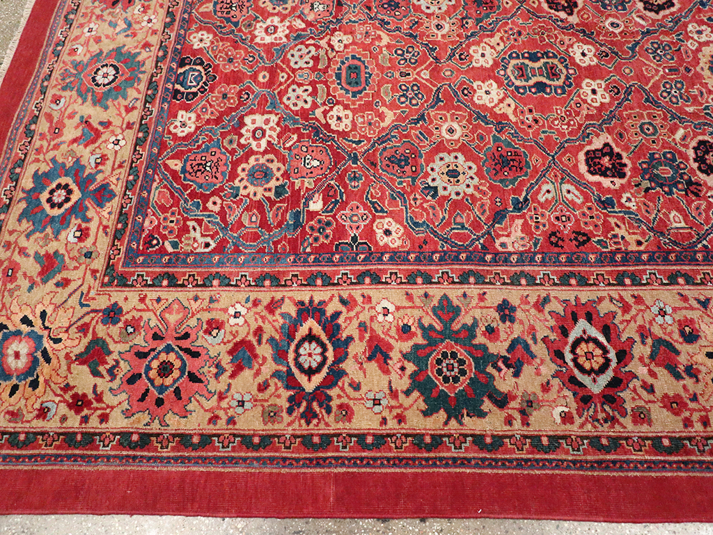 Antique Persian Mahal Square Room Size Carpet, No.31836 - Staging