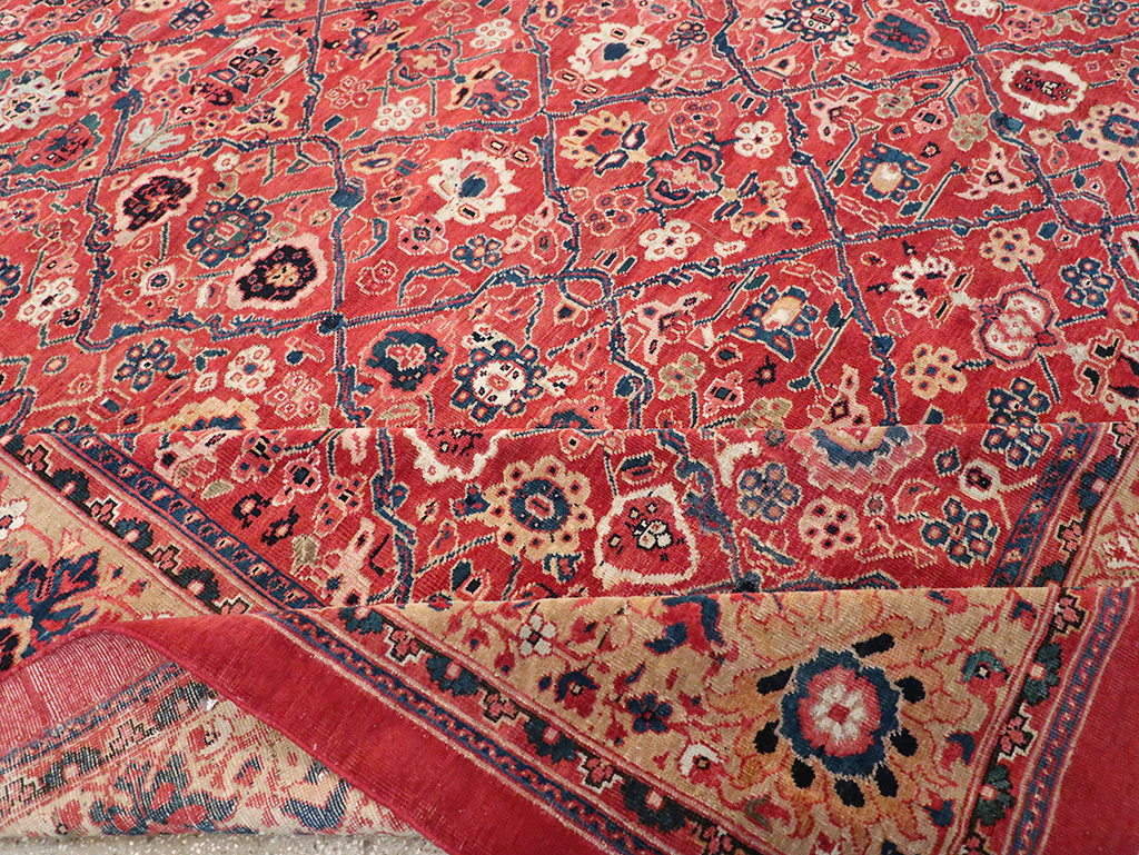 Antique Persian Mahal Square Room Size Carpet, No.31836 - Staging