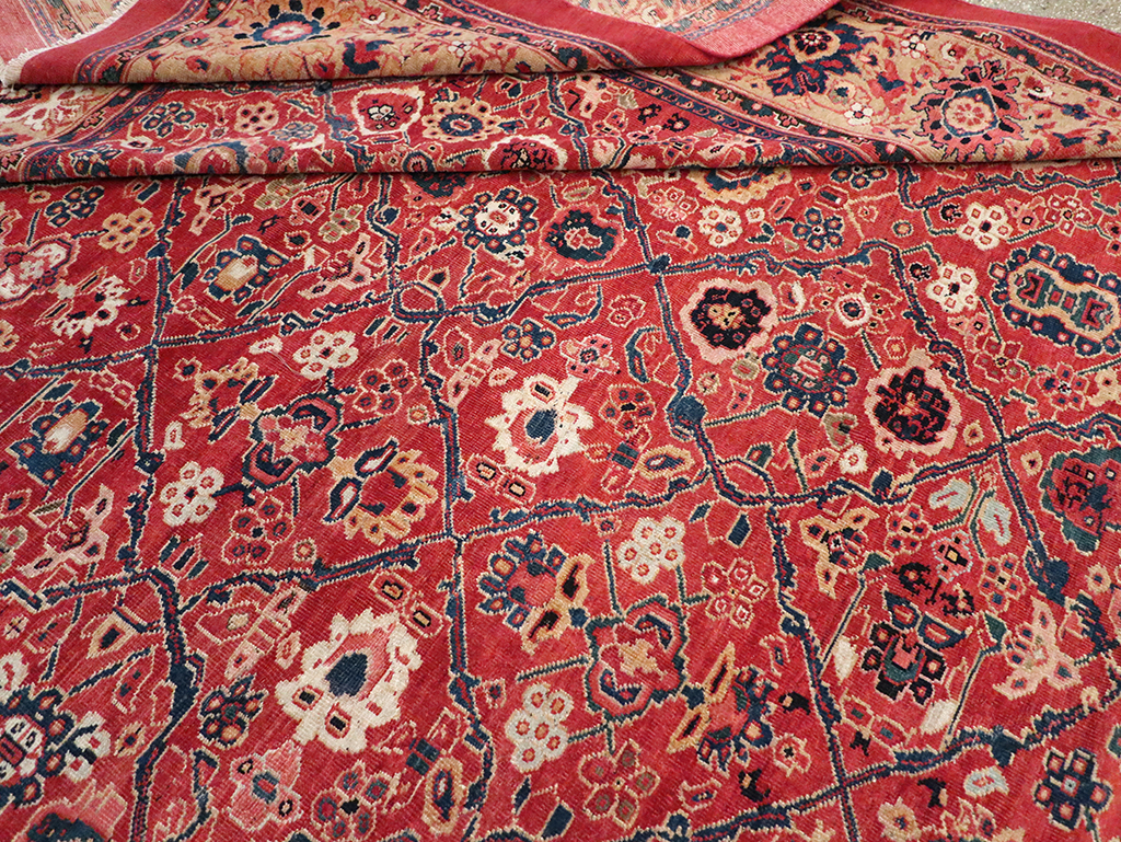 Antique Persian Mahal Square Room Size Carpet, No.31836 - Staging