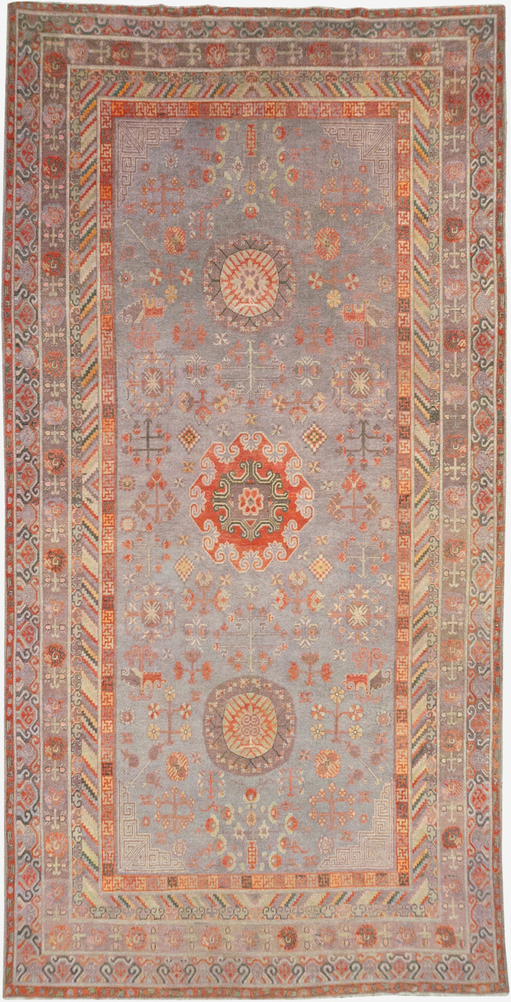 Antique East Turkestan Khotan Long and Narrow Carpet, No.31840 - Staging