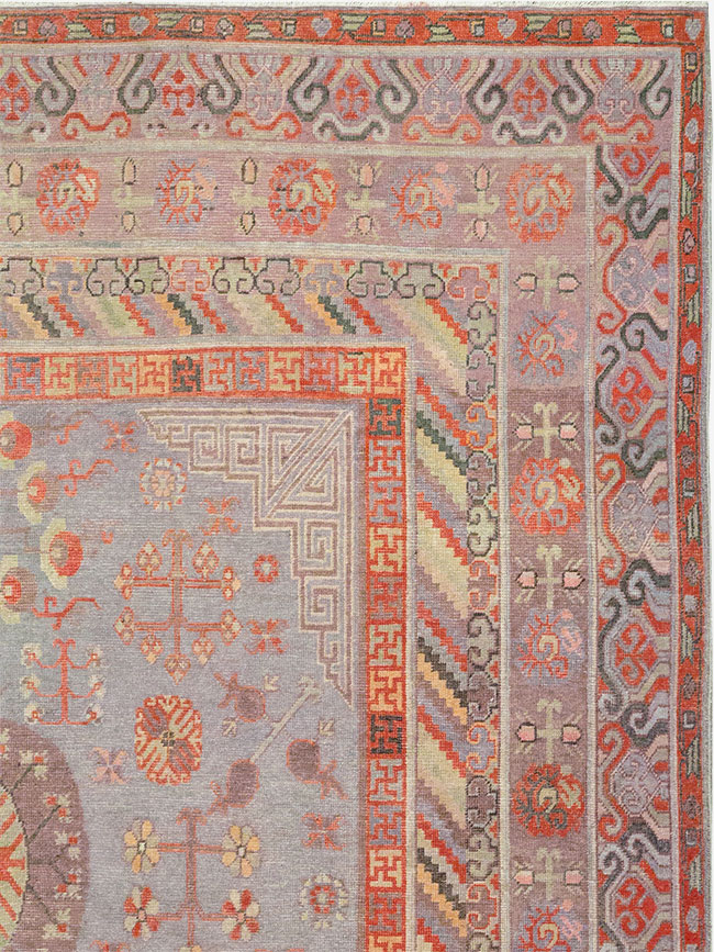 Antique East Turkestan Khotan Long and Narrow Carpet, No.31840 - Staging
