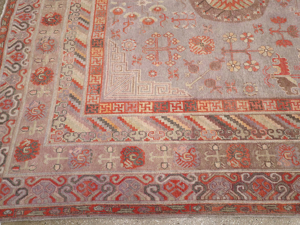 Antique East Turkestan Khotan Long and Narrow Carpet, No.31840 - Staging