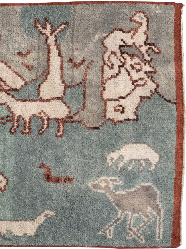 Vintage Turkish Anatolian Pictorial Throw Rug, No.31843 - Staging