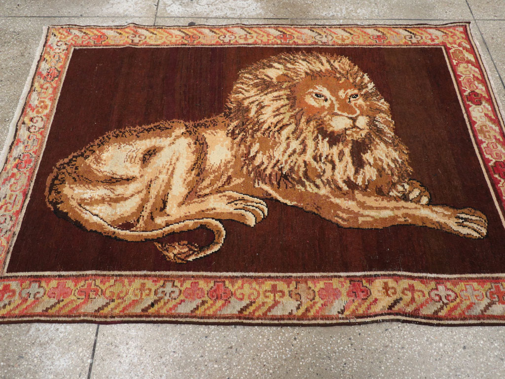 Antique East Turkestan Pictorial Khotan Accent Rug, No.31861 - Staging