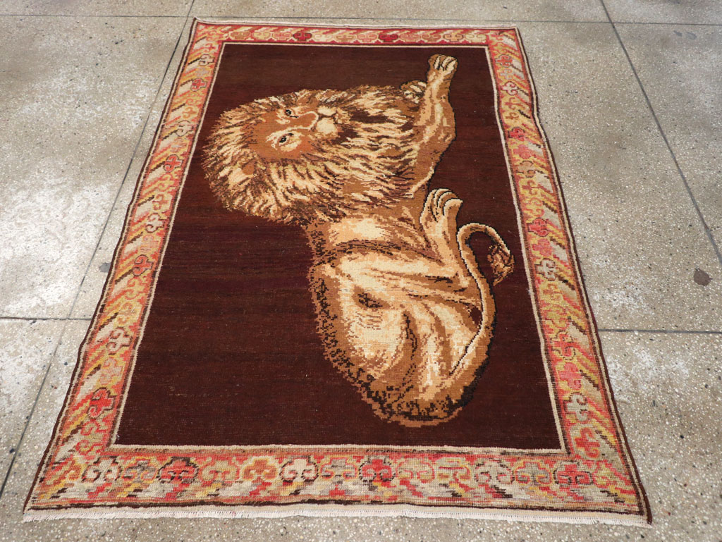 Antique East Turkestan Pictorial Khotan Accent Rug, No.31861 - Staging