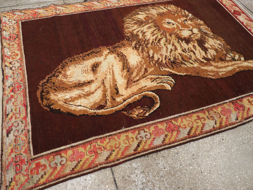 Antique East Turkestan Pictorial Khotan Accent Rug, No.31861 - Staging