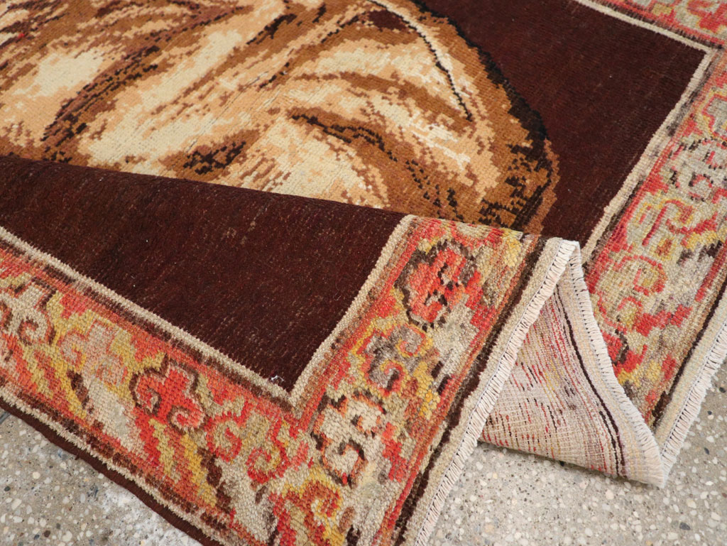 Antique East Turkestan Pictorial Khotan Accent Rug, No.31861 - Staging