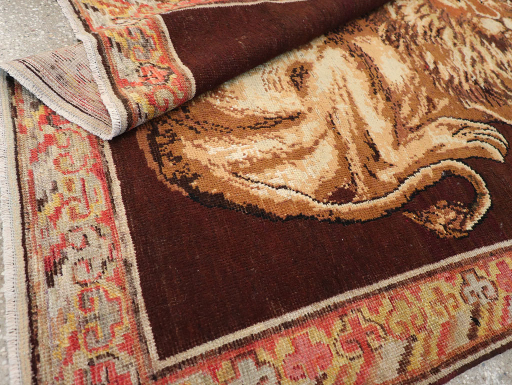 Antique East Turkestan Pictorial Khotan Accent Rug, No.31861 - Staging