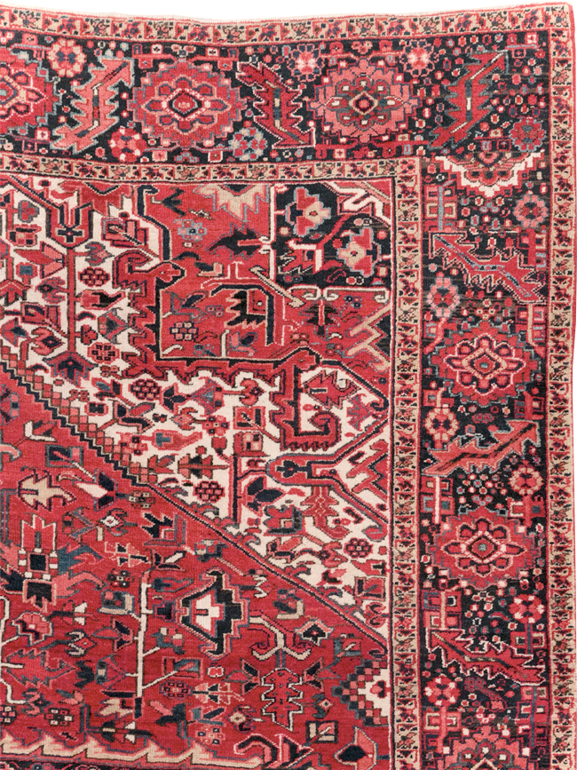 Vintage Persian Heriz Room Size Carpet, No.31864 - Staging