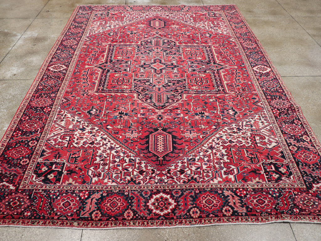 Vintage Persian Heriz Room Size Carpet, No.31864 - Staging