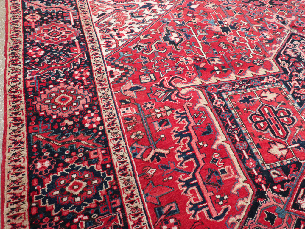 Vintage Persian Heriz Room Size Carpet, No.31864 - Staging