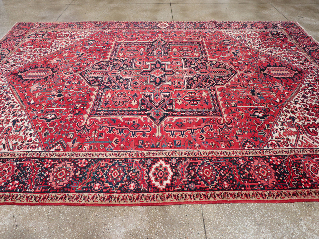 Vintage Persian Heriz Room Size Carpet, No.31864 - Staging