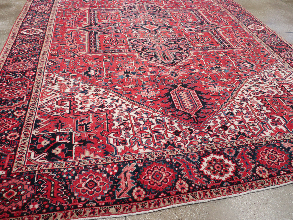Vintage Persian Heriz Room Size Carpet, No.31864 - Staging