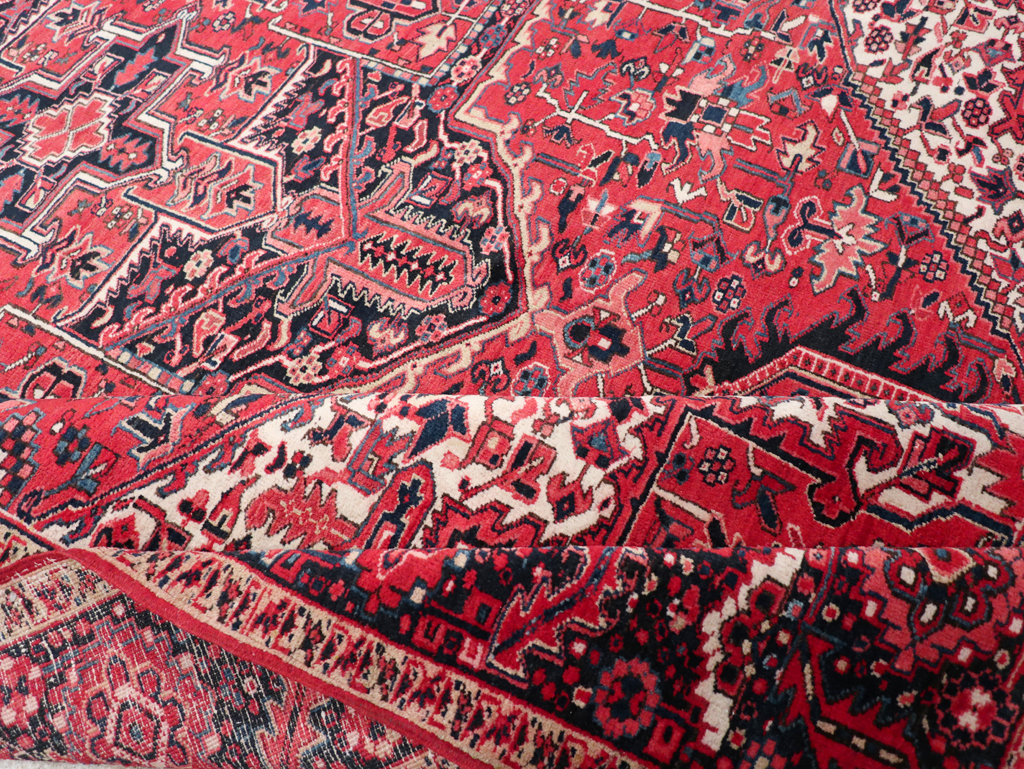 Vintage Persian Heriz Room Size Carpet, No.31864 - Staging