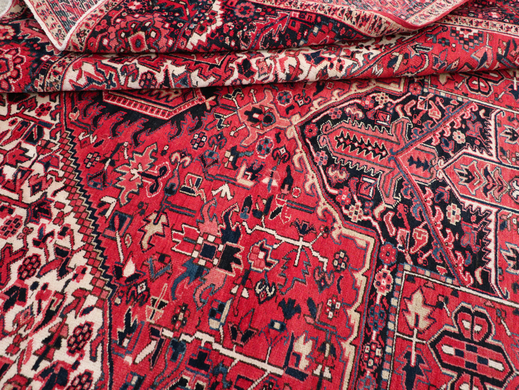 Vintage Persian Heriz Room Size Carpet, No.31864 - Staging