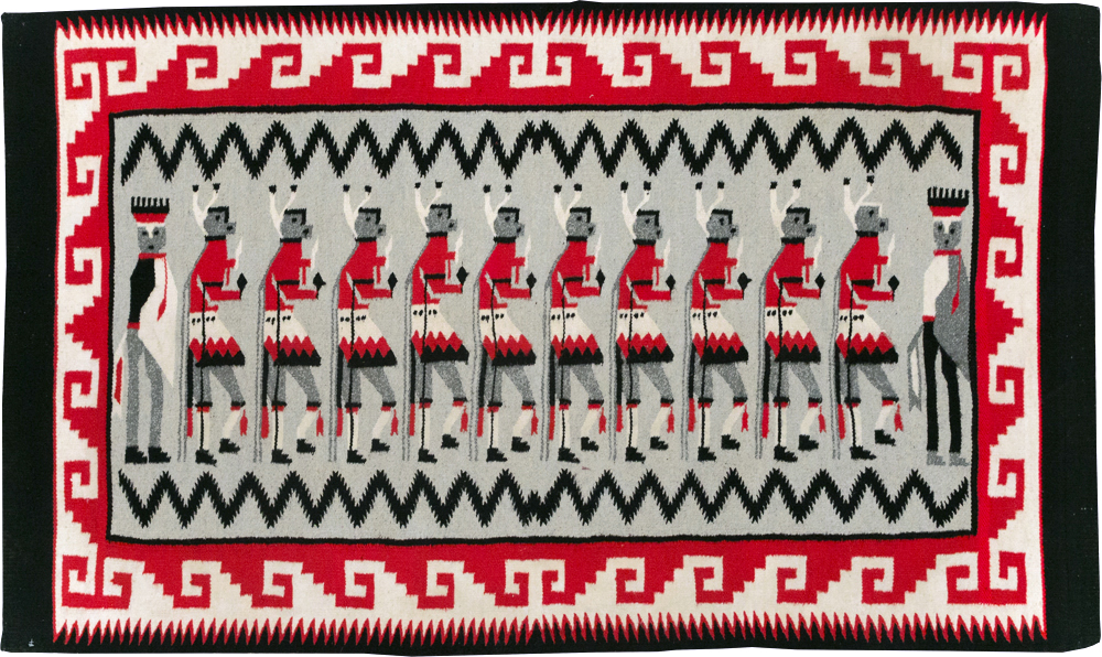 Vintage American Navajo Pictorial Rug, No.31869 - Staging
