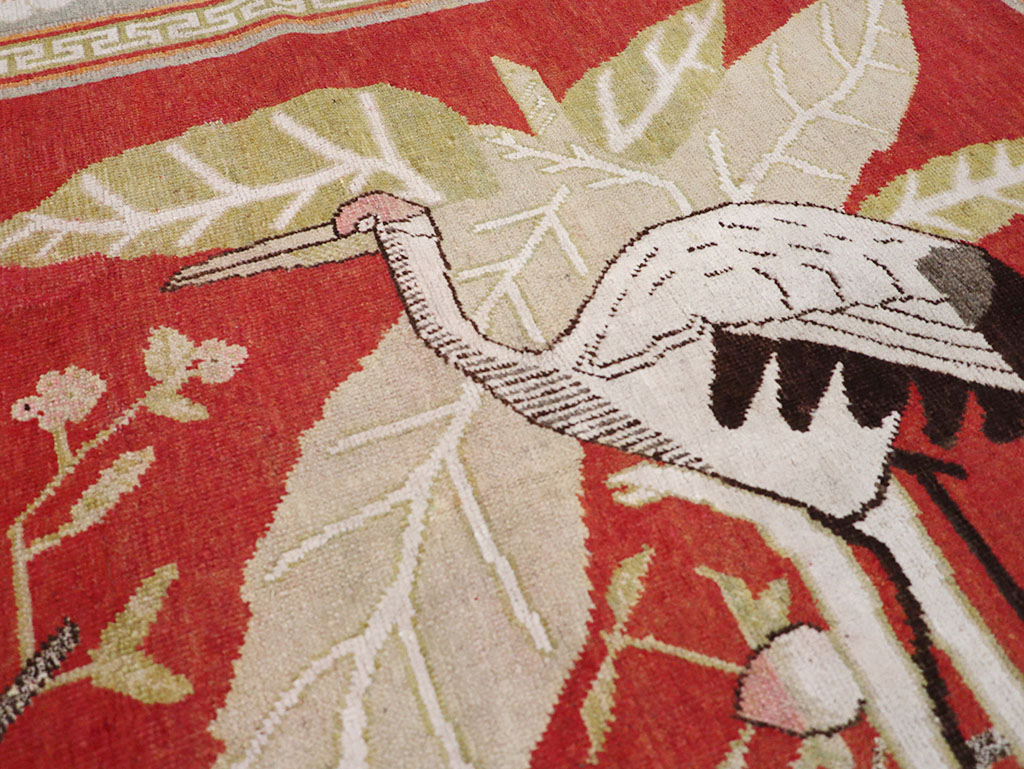 Antique East Turkestan Khotan Pictorial Accent Rug, No.31881 - Staging