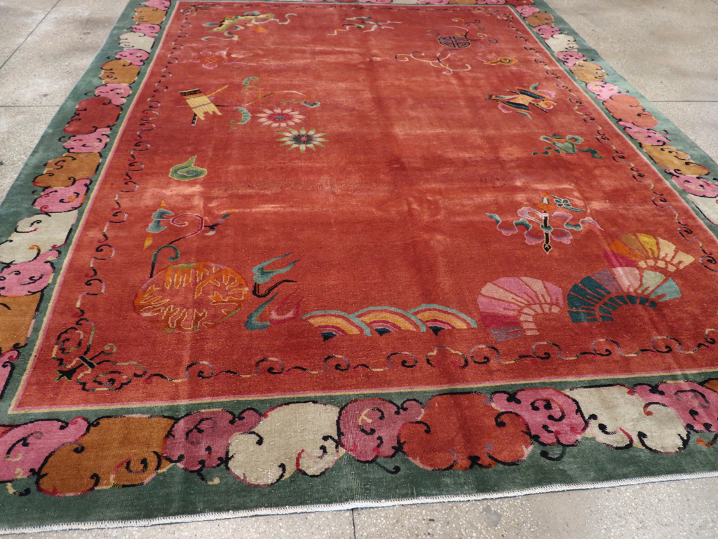 Vintage Chinese Art Deco Room Size Carpet, No.31885 - Staging