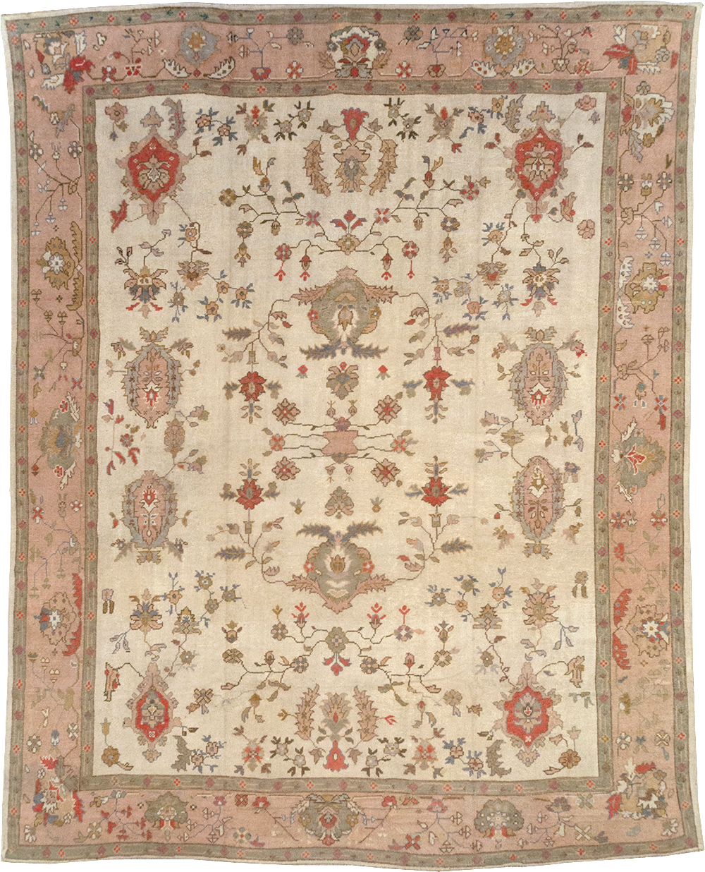 Vintage Turkish Oushak Large Carpet, No.31904 - Staging